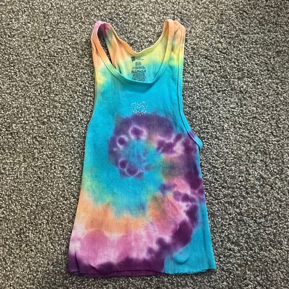 Cute hand dyed rhinestone tank